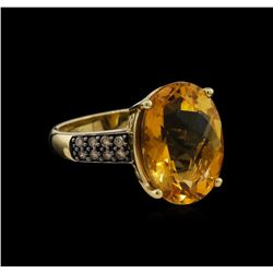 8.17ct Citrine and Diamond Ring - 14KT Yellow Gold