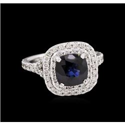 14KT White Gold 2.59ct Sapphire and Diamond Ring