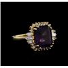 Image 1 : 5.41ct Amethyst and Diamond Ring - 14KT Yellow Gold