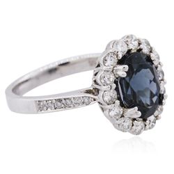 14KT White Gold 2.96ct Blue Spinel and Diamond Ring