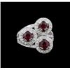 Image 2 : 2.64ctw Ruby and Diamond Ring - 14KT White Gold