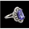 Image 1 : 3.67ct Tanzanite and Diamond Ring - 14KT White Gold
