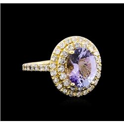 4.03ct Tanzanite and Diamond Ring - 14KT Yellow Gold