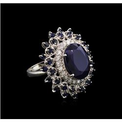 12.85ctw Sapphire and Diamond Ring - 14KT White Gold