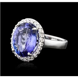 14KT White Gold 7.98ct Tanzanite and Diamond Ring