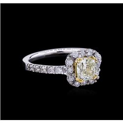 1.54ctw Fancy Light Yellow Diamond Ring - 14KT Two-Tone Gold