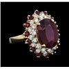 Image 1 : 14KT Yellow Gold 12.78ctw Ruby and Diamond Ring