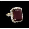 Image 1 : 13.63ct Ruby and Diamond Ring - 14KT Yellow Gold