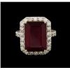 Image 2 : 13.63ct Ruby and Diamond Ring - 14KT Yellow Gold