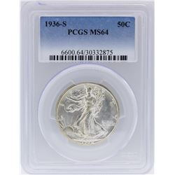 1936-S PCGS MS64 Liberty Walking Half Dollar Coin