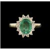 Image 2 : 2.16ct Emerald and Diamond Ring - 14KT Yellow Gold