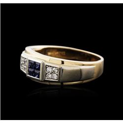 14KT Two-Tone Gold 0.40ctw Sapphire and Diamond Ring