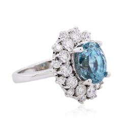 14KT White Gold 5.21ct Topaz and Diamond Ring