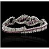 Image 2 : Platinum 4.98ctw Diamond and Ruby Bracelet