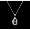Image 1 : 14KT White Gold 2.12ct Tanzanite and Diamond Pendant With Chain