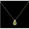 Image 1 : 2.66ct Peridot and Diamond Pendant With Chain - 14KT Two-Tone Gold