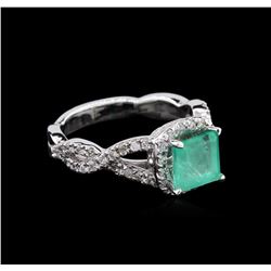 1.45ct Emerald and Diamond Ring - 14KT White Gold