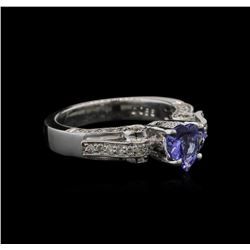 0.80ct Tanzanite and Diamond Ring -14KT White Gold