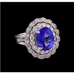 6.05ct Tanzanite and Diamond Ring - 14KT White Gold