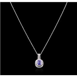 1.36ct Tanzanite and Diamond Pendant With Chain - 14KT White Gold