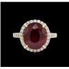 Image 2 : 6.61ct Ruby and Diamond Ring - 14KT Yellow Gold