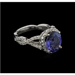 3.03ct Tanzanite and Diamond Ring - 14KT White Gold