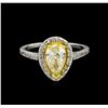 Image 2 : 1.25ctw Fancy Light Yellow Diamond Ring - 14KT Two-Tone Gold