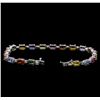 Image 3 : 12.20ctw Multi-Color Sapphire and Diamond Bracelet - 14KT White Gold