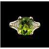 Image 1 : 4.24ct Peridot and Diamond Ring - 14KT Yellow Gold