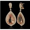 Image 2 : 14KT Rose Gold 24.62 Morganite and Diamond Earrings