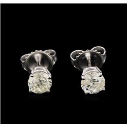 1.11ctw Diamond Solitaire Earrings - 14KT White Gold