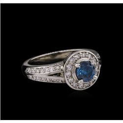 14KT White Gold 1.05ctw Fancy Blue Diamond Ring