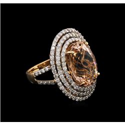 9.97ct Morganite and Diamond Ring - 14KT Rose Gold