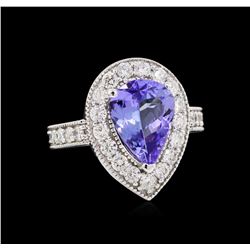 14KT White Gold 3.04ct Tanzanite and Diamond Ring