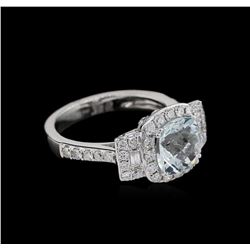 2.04ct Aquamarine and Diamond Ring - 14KT White Gold