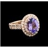 Image 1 : 4.20ct Tanzanite and Diamond Ring - 14KT Rose Gold