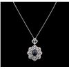 Image 1 : 23.38ct Blue Star Sapphire and Diamond Pendant With Chain - 14KT White Gold