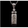 Image 1 : 18KT White Gold Princess and Diamond Pendant With Chain