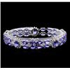 Image 2 : 24.48ctw Tanzanite and Diamond Bracelet - 14KT White Gold