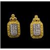 Image 1 : 0.70ctw Yellow Diamond Earrings - 14KT Two-Tone Gold