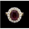 Image 2 : 6.58 Ruby and Diamond Ring - 14KT Yellow Gold
