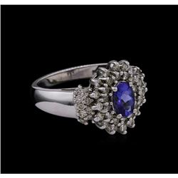 0.15ct Tanzanite and Diamond Ring - 14KT White Gold
