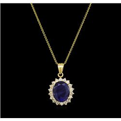 6.74ct Sapphire and Diamond Pendant With Chain