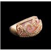 Image 1 : 14KT Rose Gold 3.85ct Pink Opal and Diamond Ring