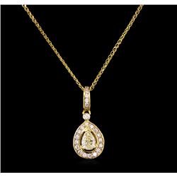 1.37ctw Diamond Pendant With Chain - 14KT Yellow Gold