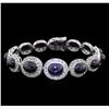Image 2 : 42.76ctw Star Sapphire and Diamond Bracelet - 14KT White Gold