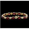 Image 2 : 23.60ctw Ruby and Diamond Bracelet - 14KT Yellow Gold