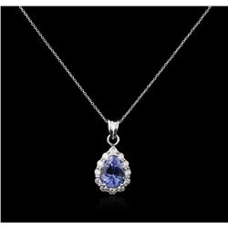14KT White Gold 2.43ct Tanzanite and Diamond Pendant With Chain