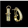 Image 2 : 14KT Yellow Gold 1.10ctw Diamond Hoop Earrings