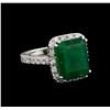 Image 1 : 6.88ct Emerald and Diamond Ring - 14KT White Gold